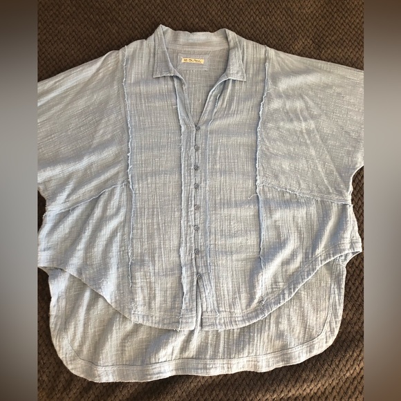 FP We The Free Oversized Cotton Button Down Shirt size LG EUC - Picture 11 of 11